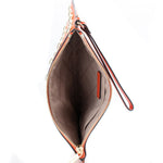 Michael Kors - Bold Studded Textured Leather Wristlet Clutch - Orange Michael Kors