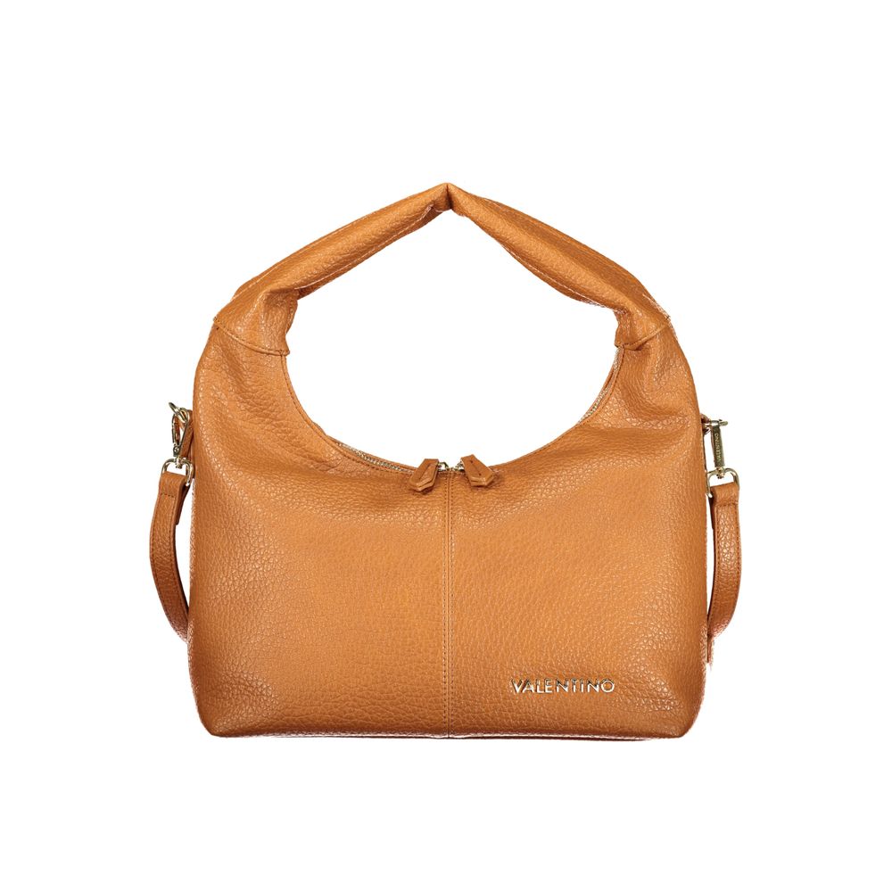 Valentino - Structured Pebbled Shoulder Bag - Brown Mario Valentino