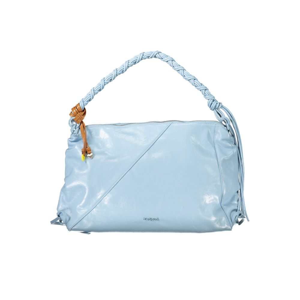 Desigual - Vibrant Braided Handle Glossy Shoulder Bag - Light Blue Desigual
