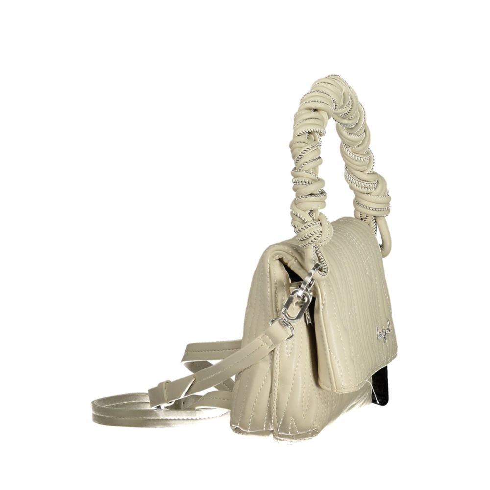 Desigual - Textured Braided Handle Quilted Shoulder Bag - Off White Desigual