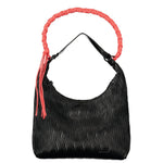 Desigual - Edgy Ribbed PU Shoulder Bag with Braided Coral Handle - Black Desigual