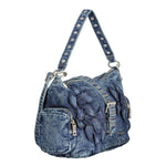 Desigual - Bold Floral Appliqué Denim Shoulder Bag - Blue Desigual