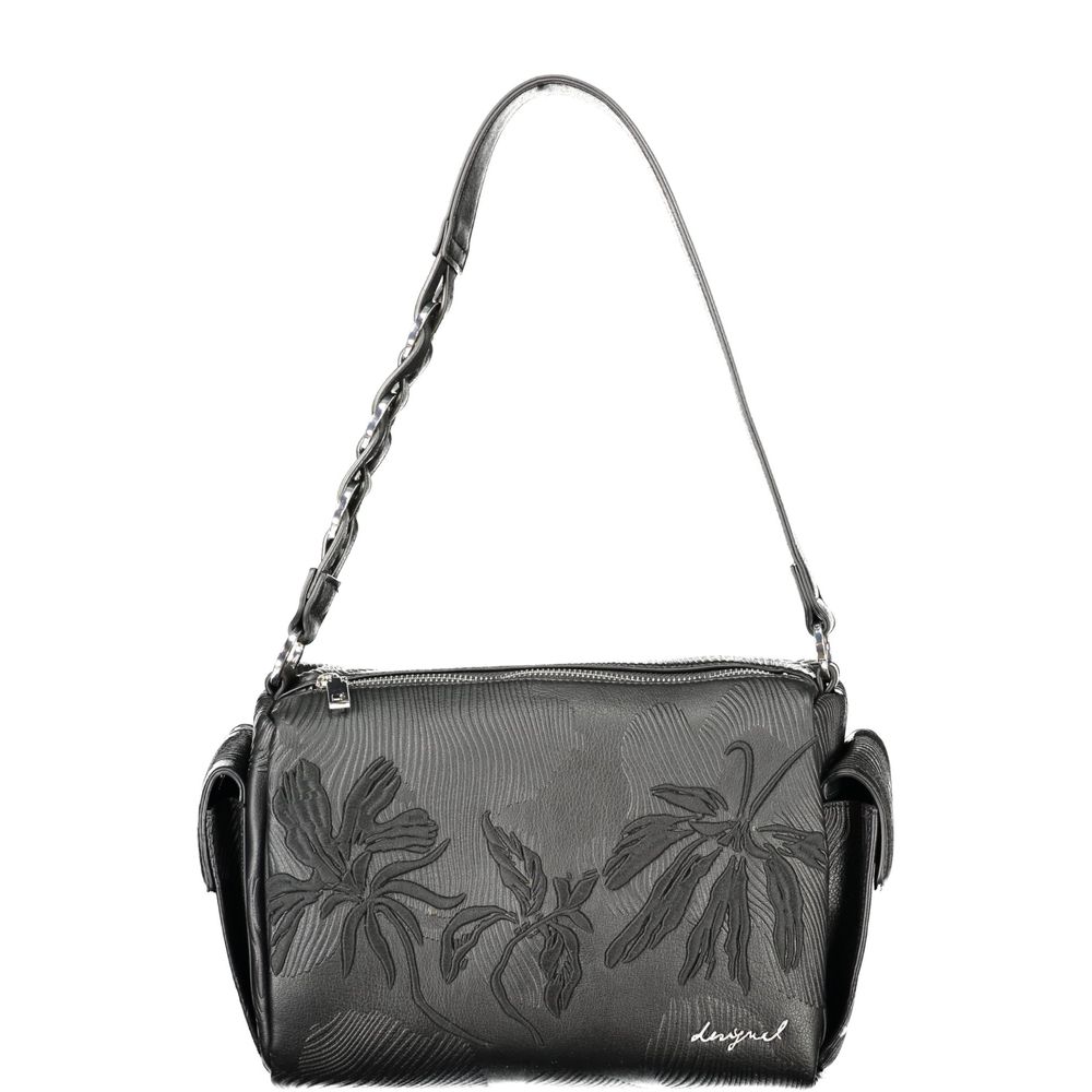 Desigual - Bold Embossed Floral Chain Shoulder Bag - Black Desigual