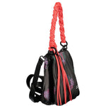 Desigual - Edgy Pleated Polyethylene Shoulder Bag With Braided Handle - Black Coral Desigual