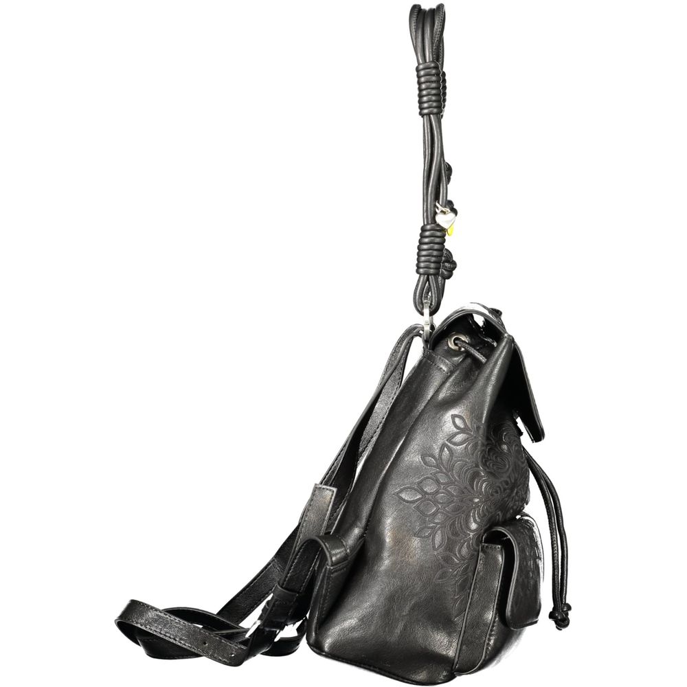 Desigual - Artistic Embossed Floral Mini Convertible Backpack - Black Desigual