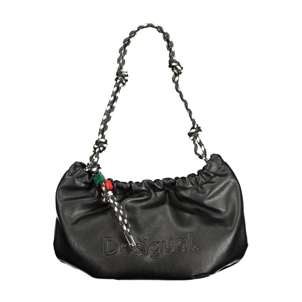 Desigual - Edgy Polyethylene Gathered Shoulder Bag With Braided Strap - Black Desigual
