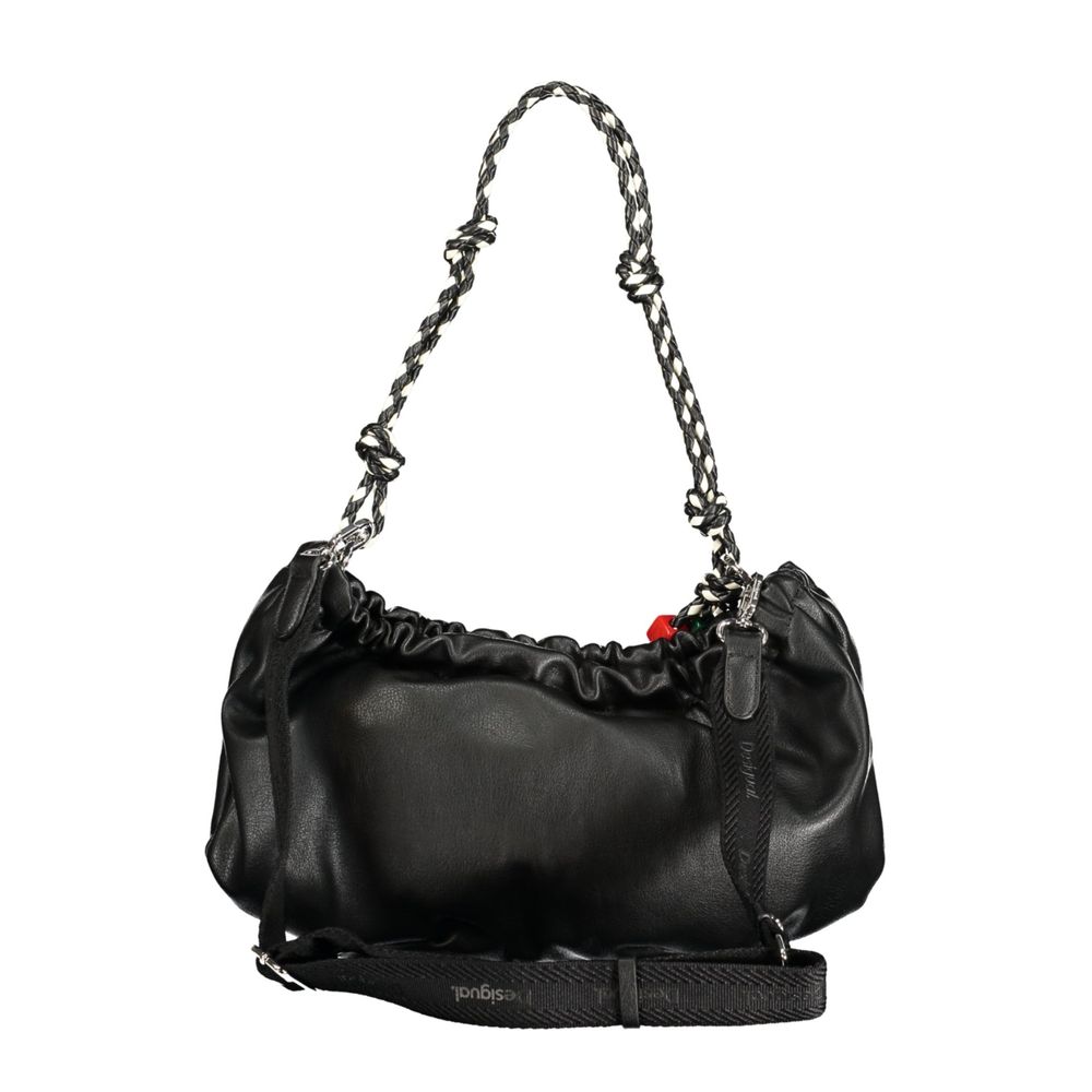 Desigual - Edgy Polyethylene Gathered Shoulder Bag With Braided Strap - Black Desigual