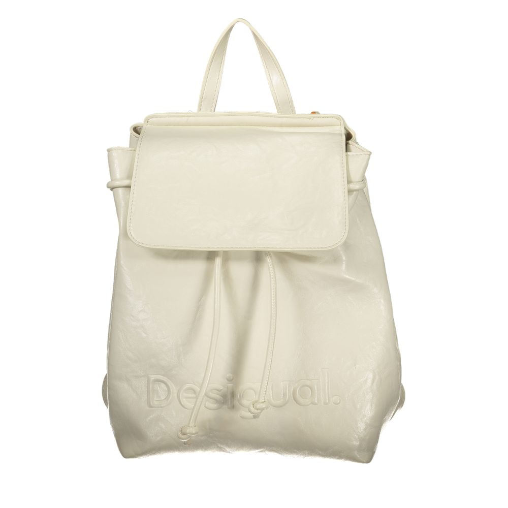 Desigual - Minimalist Textured Polyethylene Mini Backpack - Ecru Desigual