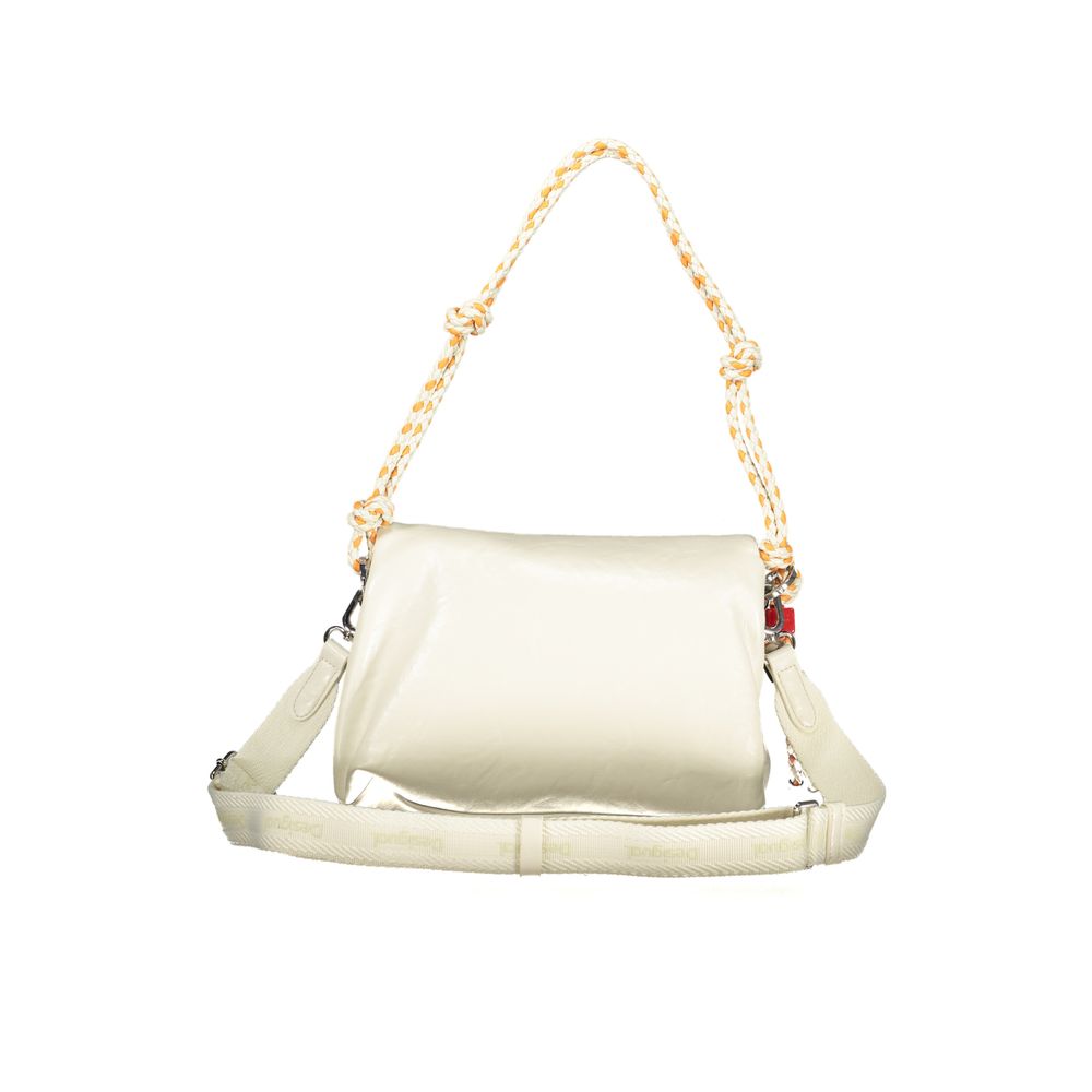 Desigual - Playful Braided Rope Handle Polyethylene Shoulder Bag - Ecru Desigual