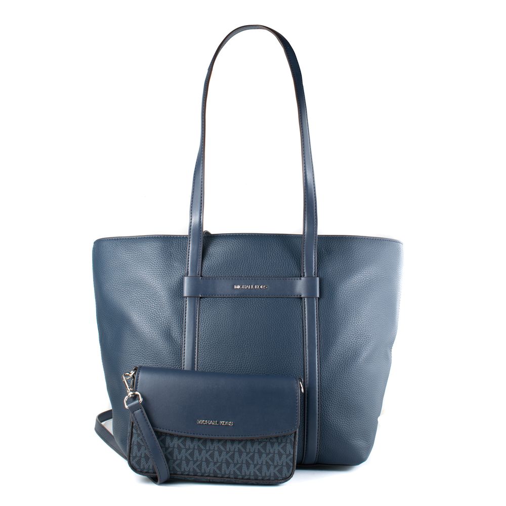 Michael Kors - Polished Textured Tote Bag with Matching Wallet - Blue Michael Kors