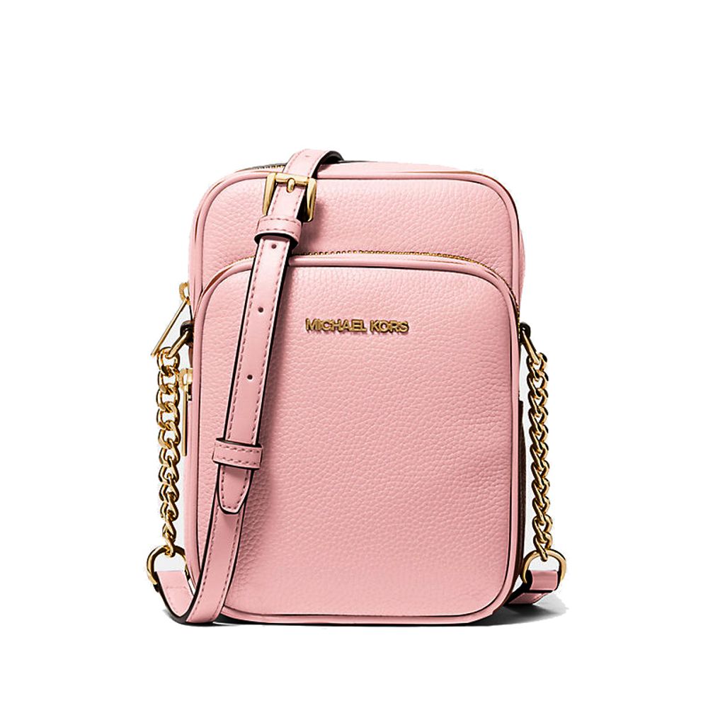 Michael Kors - Polished Textured Leather Chain Crossbody Bag - Pink Michael Kors