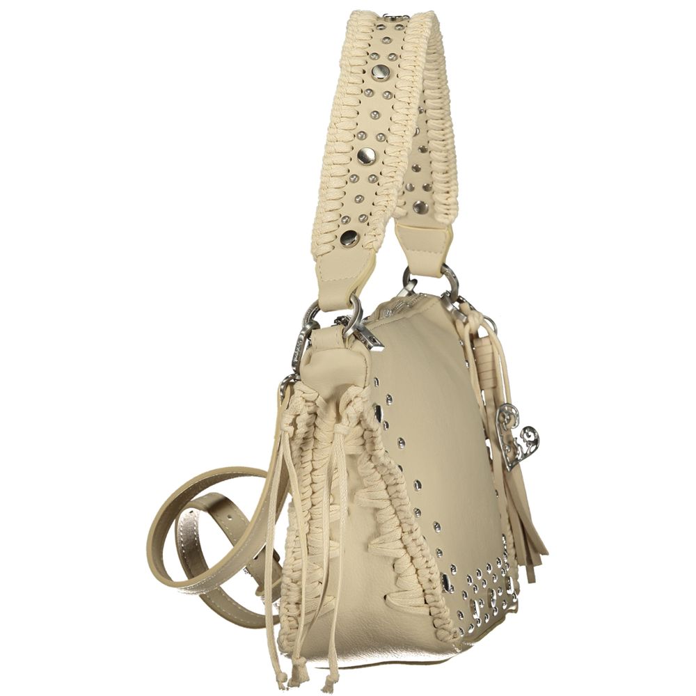 Desigual - Bohemian Studded Braided Handle Shoulder Bag - Beige Desigual