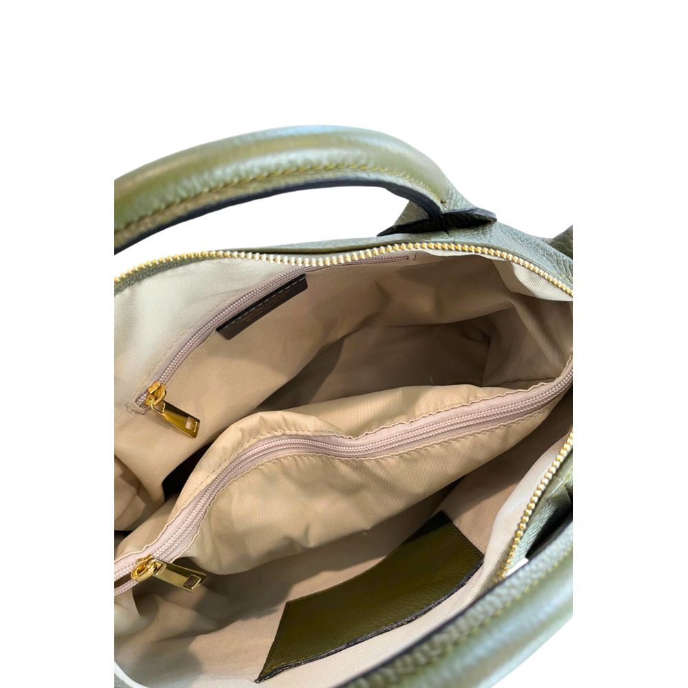 Baldinini Trend - Structured Textured Leather Top Handle Shoulder Bag - Olive Green Baldinini Trend