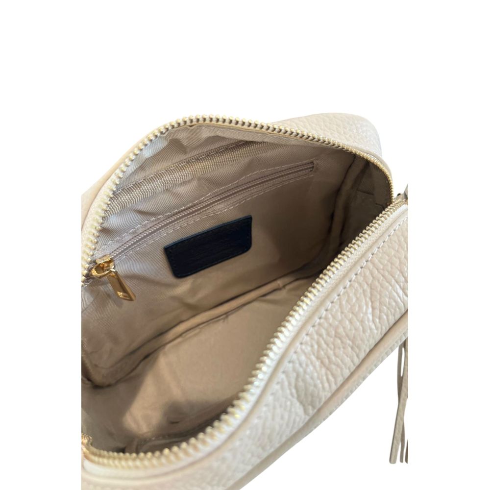 Baldinini Trend - Textured Cowhide Crossbody Bag with Fringe Tassel - Beige Baldinini Trend
