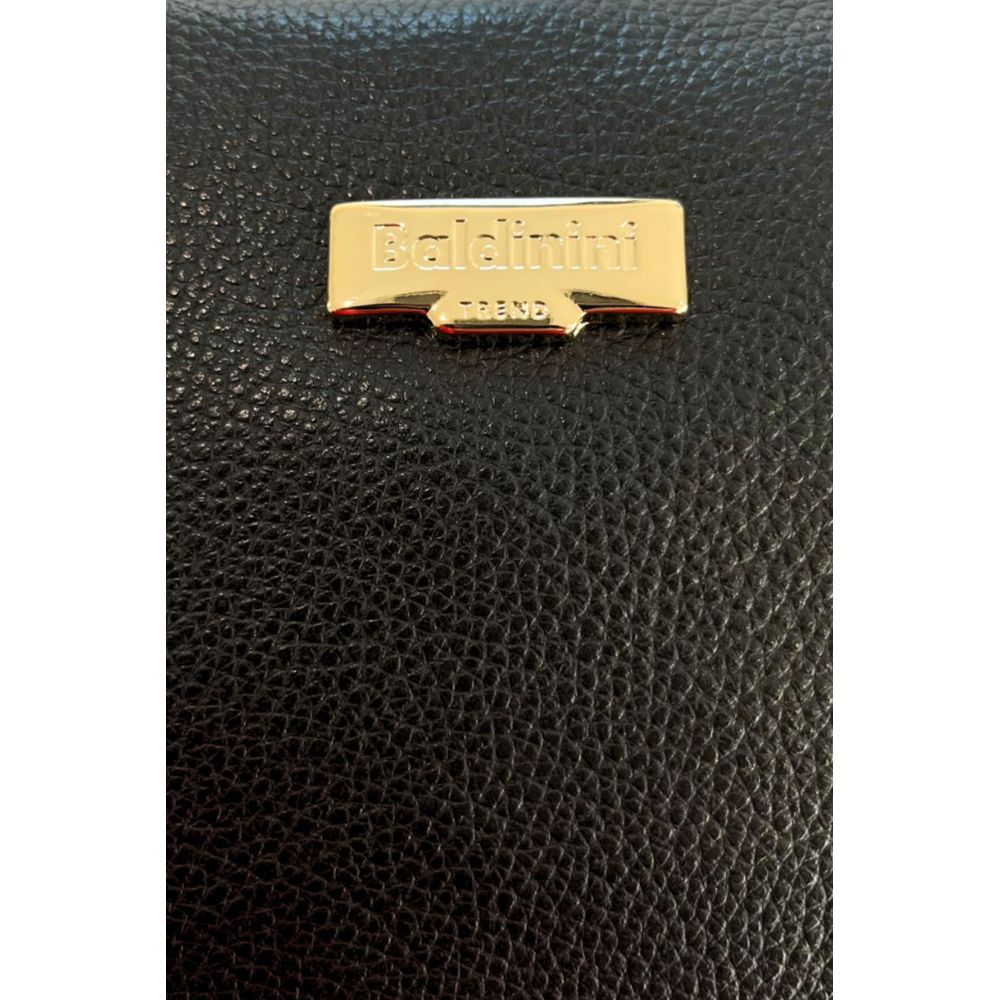 Baldinini Trend - Textured Cowhide Shoulder Bag with Gold Ring Hardware - Black Baldinini Trend