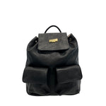 Baldinini Trend - Textured Cowhide Flap Backpack with Gold Hardware - Black Baldinini Trend