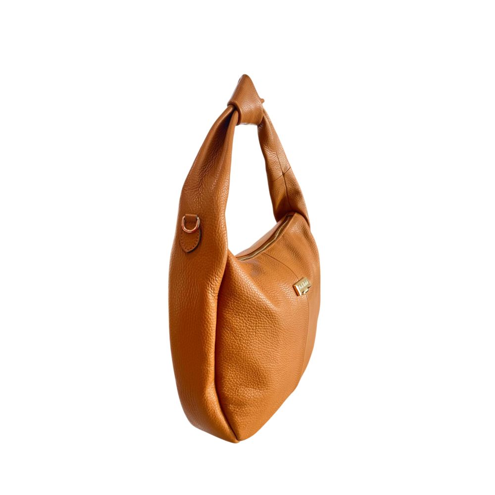 Baldinini Trend - Polished Textured Cowhide Shoulder Bag with Adjustable Strap - Brown Baldinini Trend