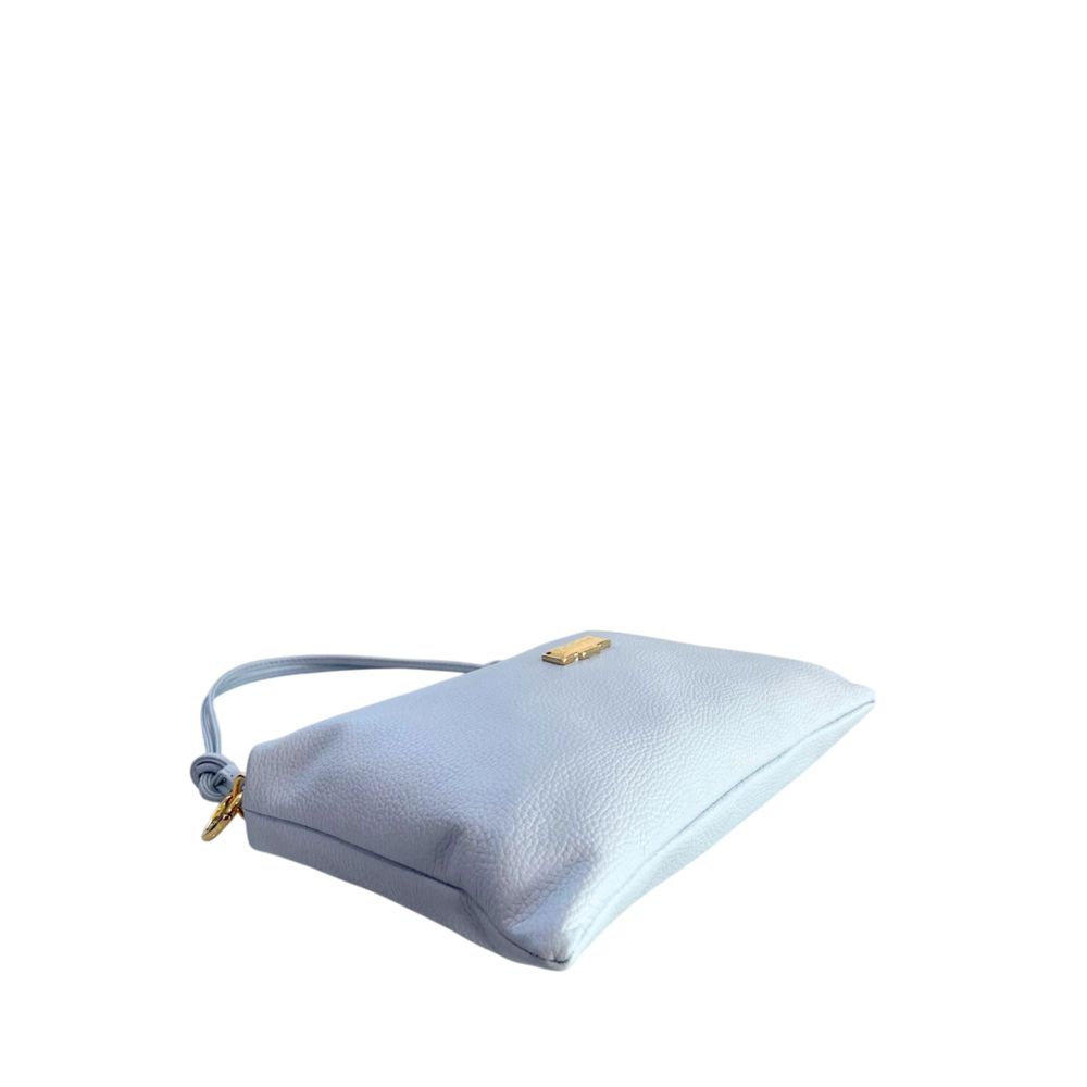 Baldinini Trend - Sleek Blue Cowhide Clutch Bag With Gold Hardware - Blue Baldinini Trend