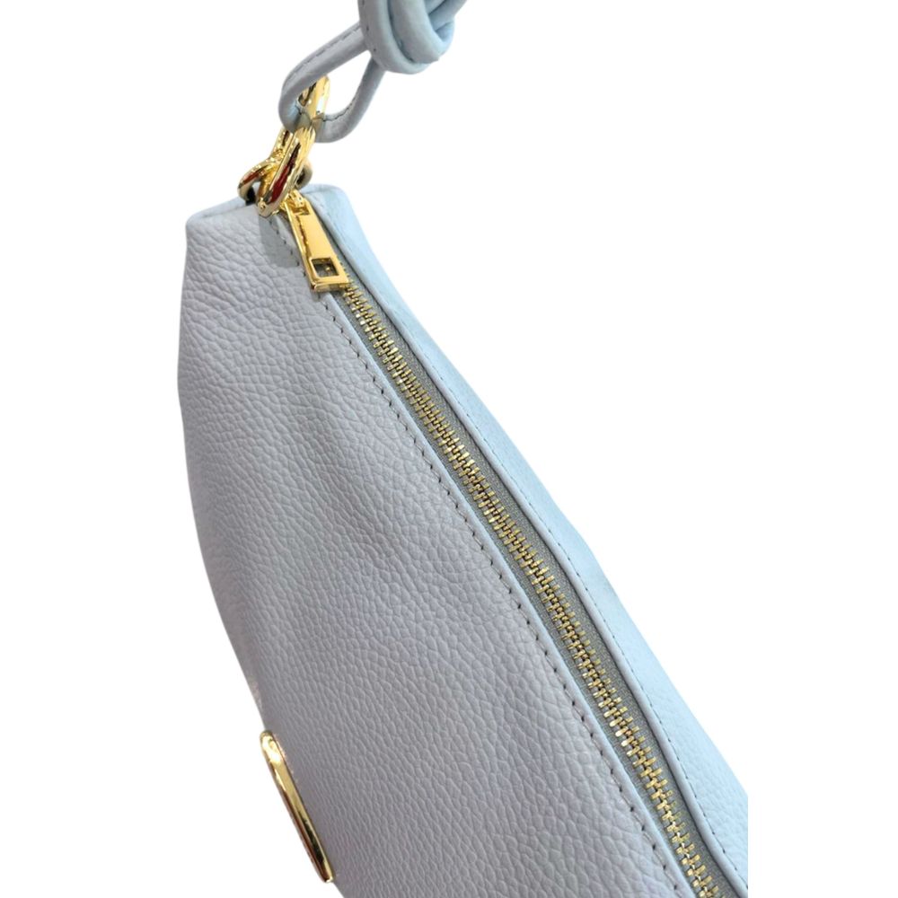 Baldinini Trend - Sleek Blue Cowhide Clutch Bag With Gold Hardware - Blue Baldinini Trend