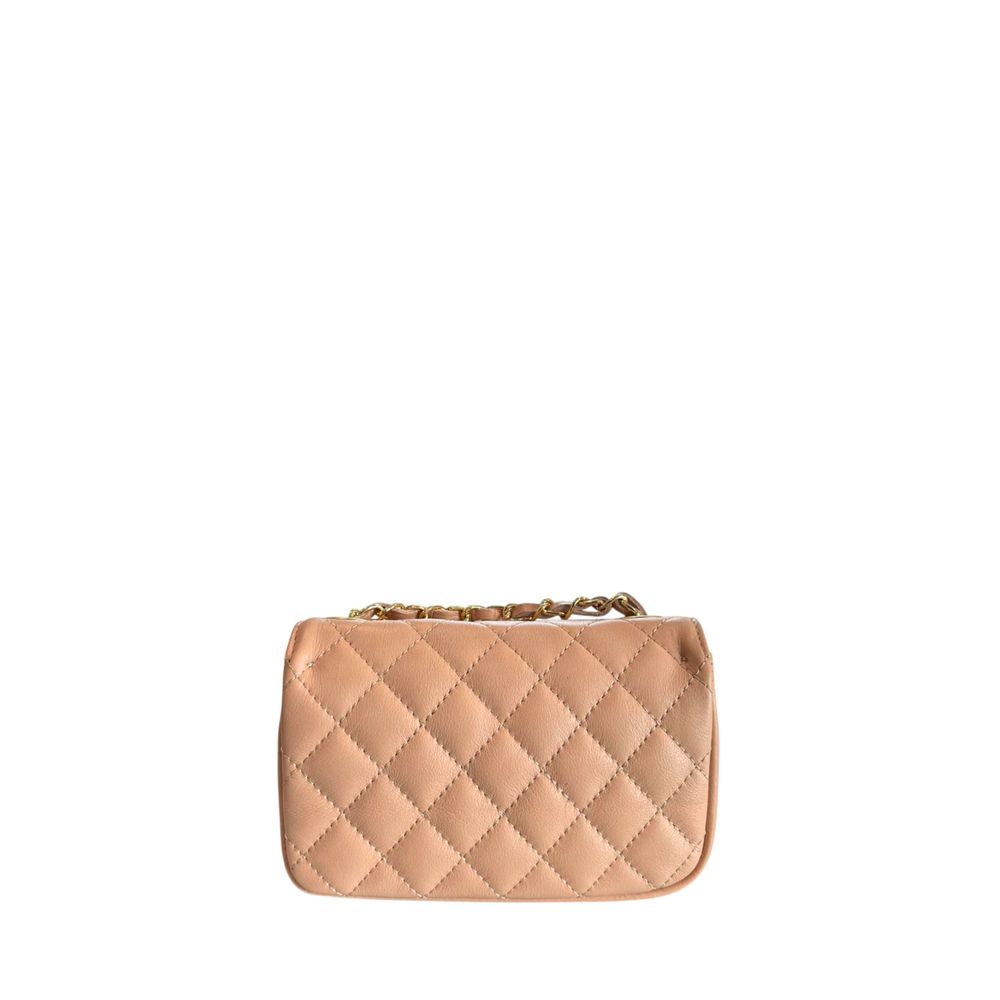 Baldinini Trend - Elegant Quilted Leather Mini Chain Crossbody Bag - Beige Baldinini Trend