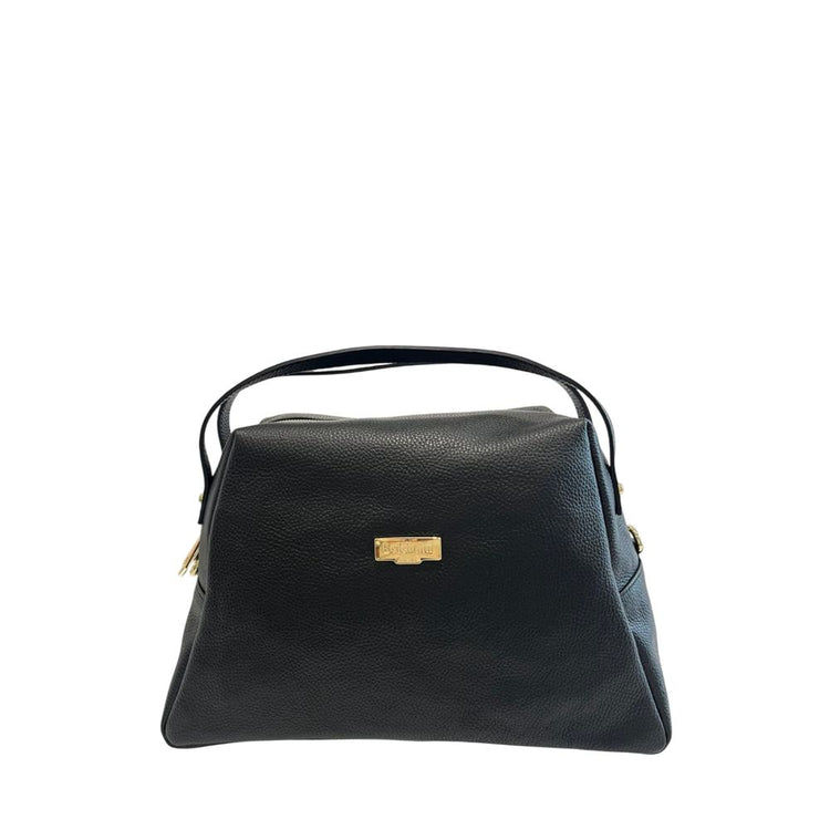 Baldinini Trend - Structured Textured Cowhide Shoulder Bag with Gold Hardware - Black Baldinini Trend