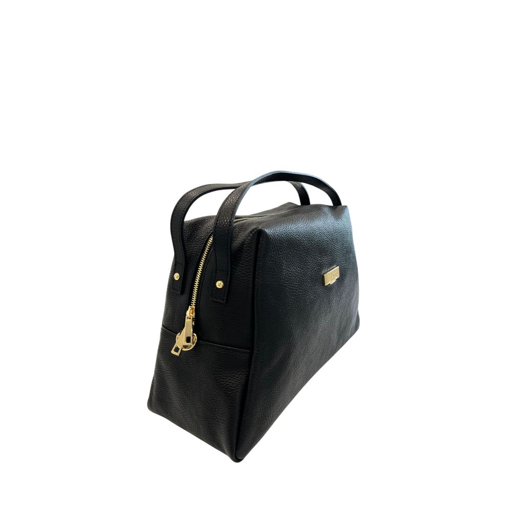 Baldinini Trend - Structured Textured Cowhide Shoulder Bag with Gold Hardware - Black Baldinini Trend