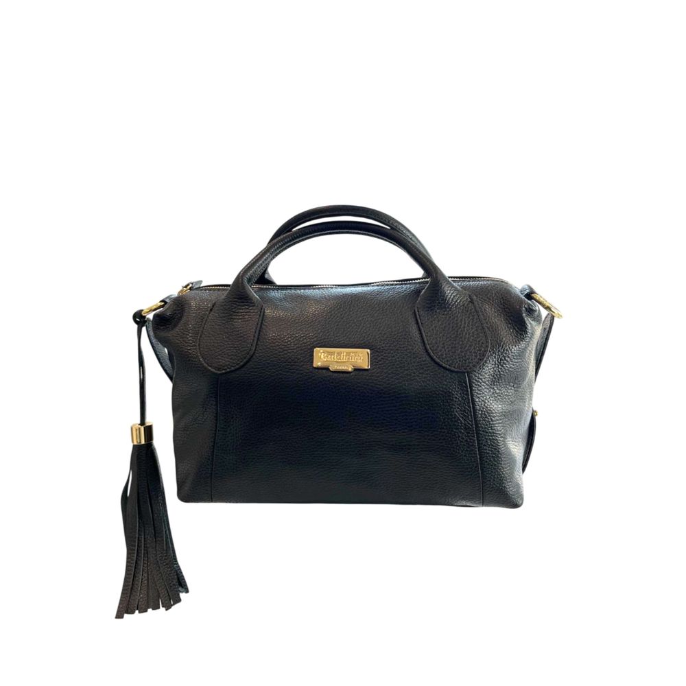 Baldinini Trend - Polished Textured Cowhide Shoulder Bag with Tassel - Black Baldinini Trend