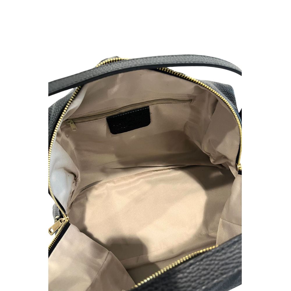 Baldinini Trend - Structured Textured Cowhide Shoulder Bag with Gold Hardware - Black Baldinini Trend