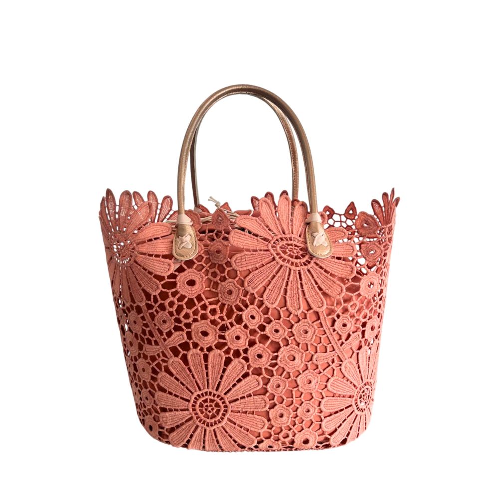 Baldinini Trend - Romantic Floral Openwork Basket Handbag - Pink Baldinini Trend