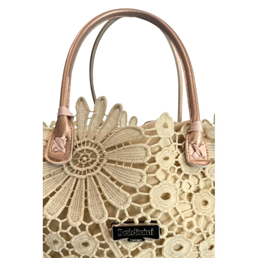 Baldinini Trend - Sculptural Floral Openwork Basket Handbag - Beige Baldinini Trend