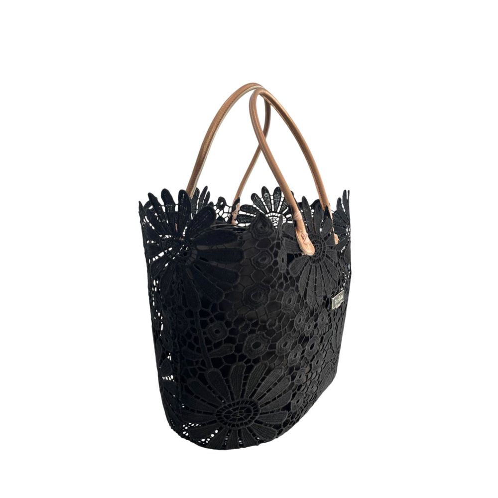 Baldinini Trend - Sculptural Floral Openwork Basket Handbag - Black Baldinini Trend