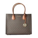 Michael Kors - Structured Logo Print Leather Tote Bag - Brown Michael Kors