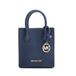 Michael Kors - Polished Structured Mini Top Handle Tote Bag - Navy Blue Michael Kors