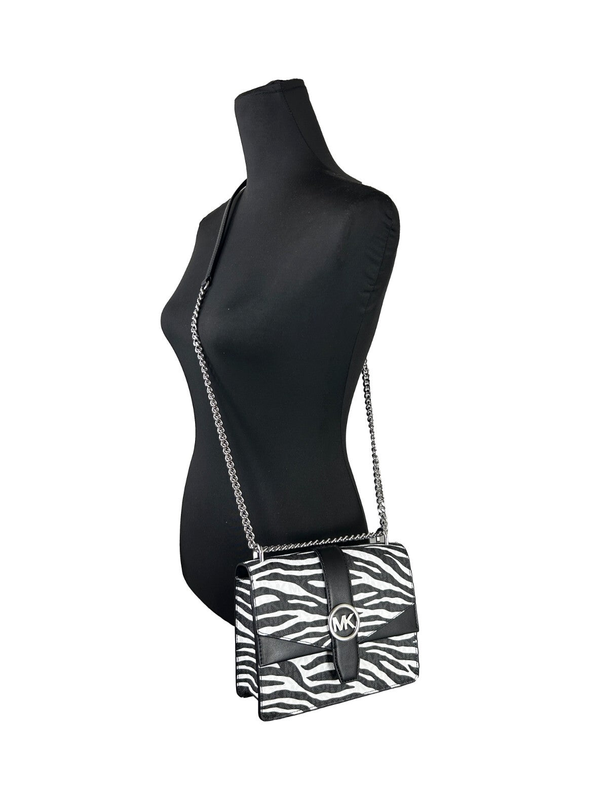 Michael Kors - Bold Zebra Print Coated PVC Crossbody Chain Bag - Black White Zebra Michael Kors