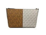 Michael Kors - Chic Two-Tone Logo Print Compact Crossbody Bag - Brown White Michael Kors
