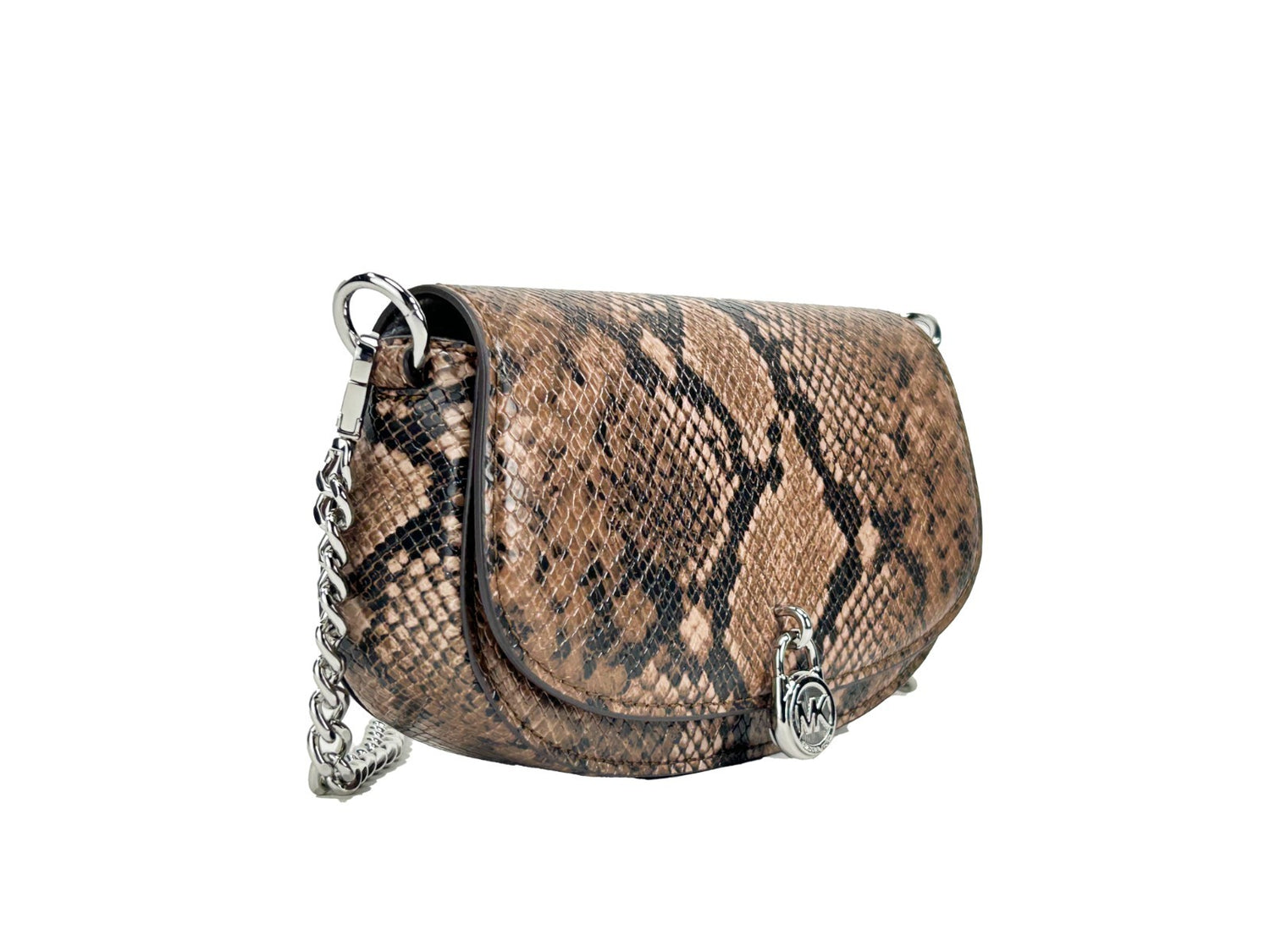 Michael Kors - Bold Snakeskin Textured Chain Messenger Crossbody Bag - Brown Snake Michael Kors