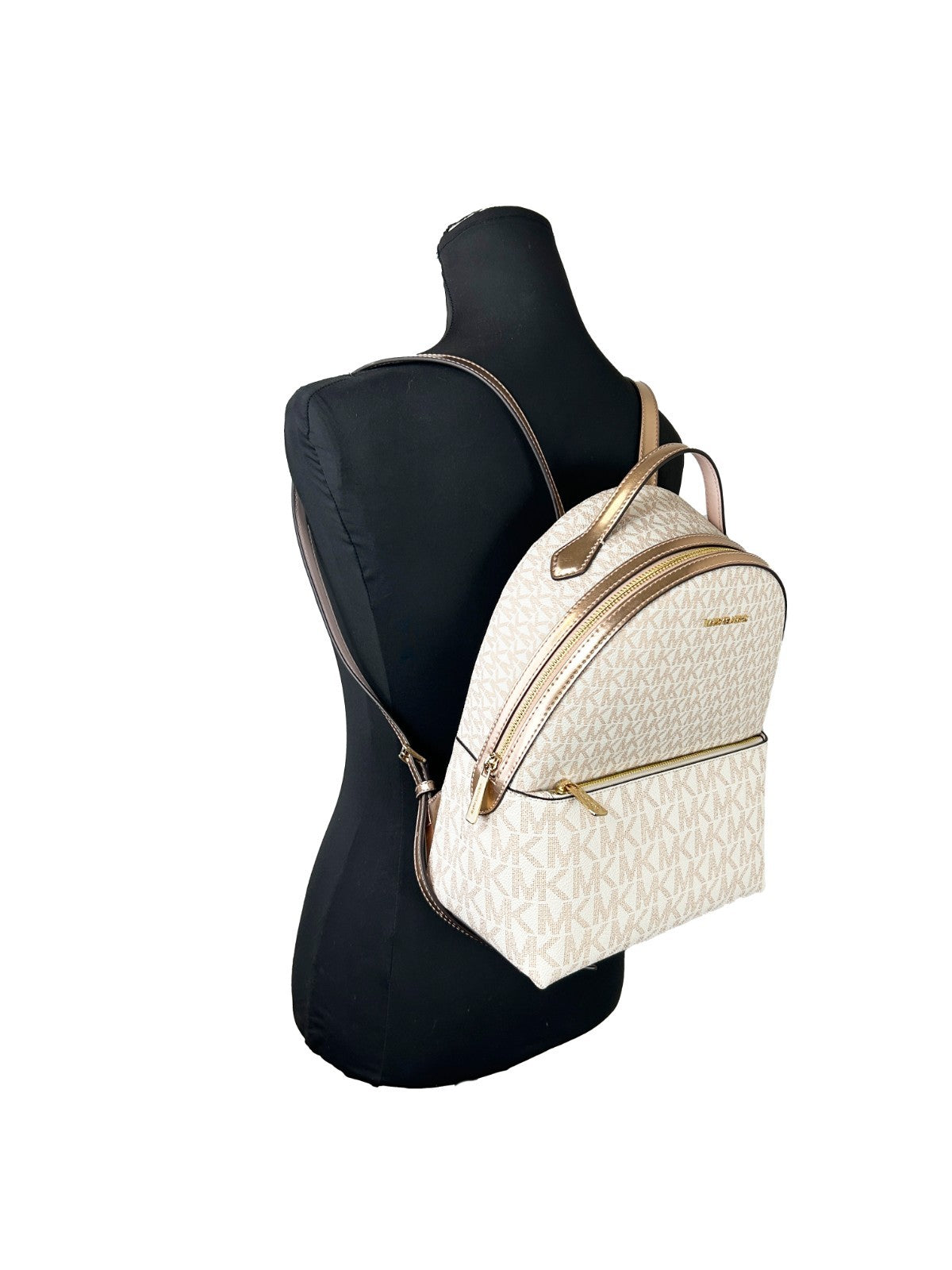 Michael Kors - Iconic Monogram Medium PVC Backpack - Beige Gold Michael Kors