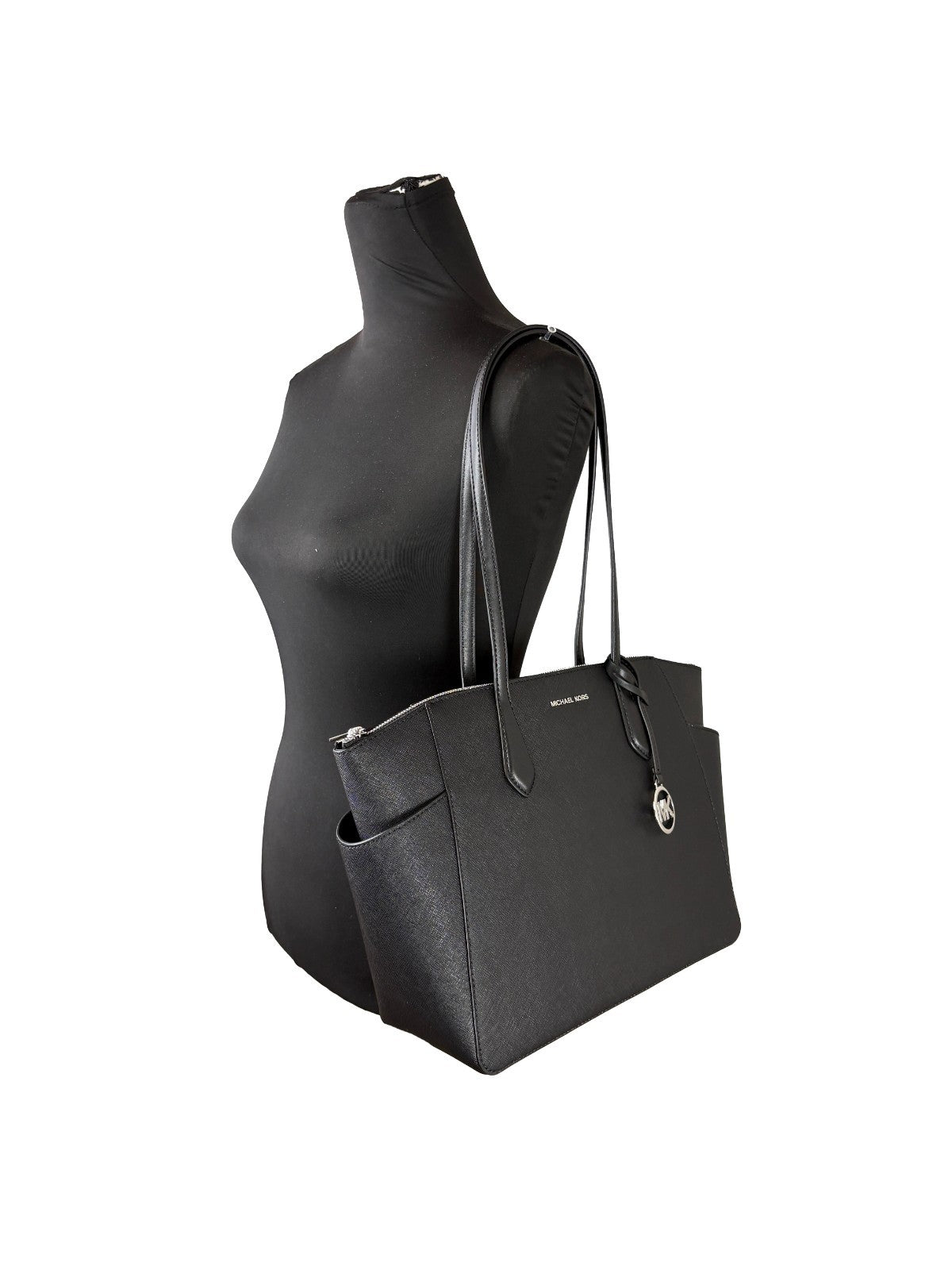 Michael Kors - Polished Leather Medium Signature Tote Bag - Black Michael Kors