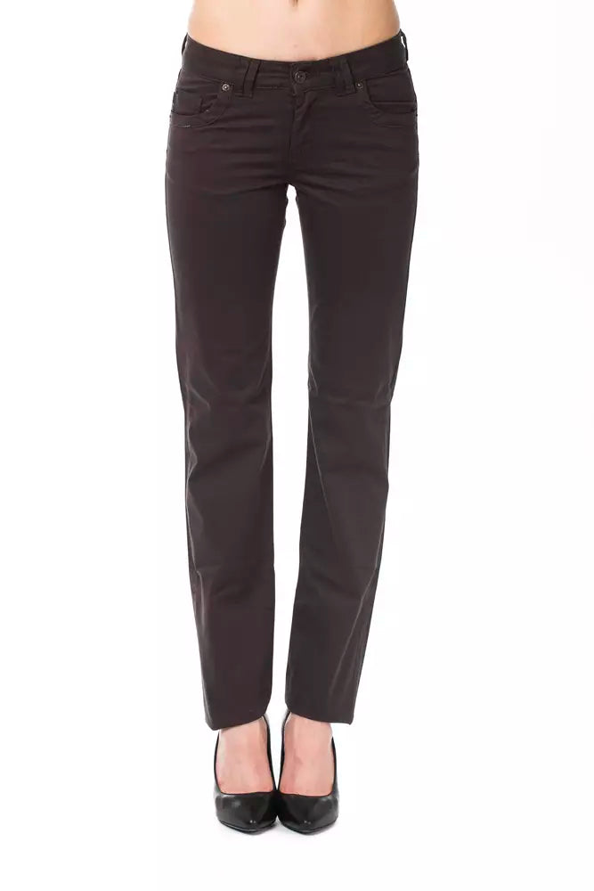 Ungaro Fever - Sophisticated Regular Fit Straight Leg Cotton Pants - Brown Ungaro Fever