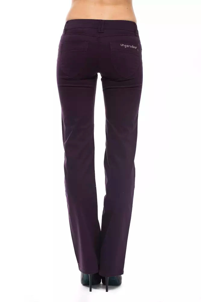 Ungaro Fever - Elegant Cotton Straight Leg Pant - Purple Ungaro Fever