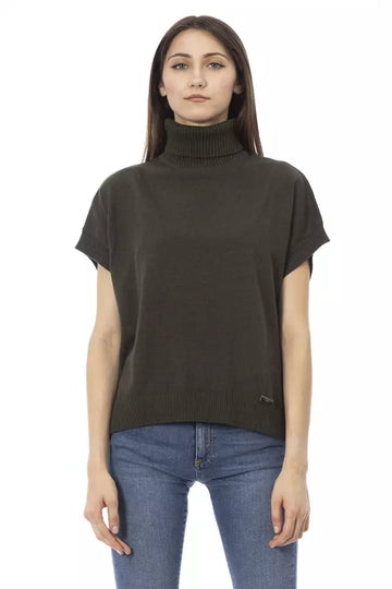 Baldinini Trend - Sophisticated Short Sleeve Ribbed Turtleneck Sweater - Green Baldinini Trend