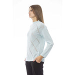Baldinini Trend - Elegant Wool Blend Geometric Knit Sweater - Light Blue Baldinini Trend