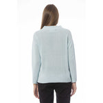 Baldinini Trend - Elegant Wool Blend Geometric Knit Sweater - Light Blue Baldinini Trend