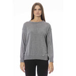 Baldinini Trend - Relaxed Ribbed Knit Crew Neck Sweater - Grey Baldinini Trend