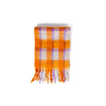 Only - Vibrant Checked Fringe Scarf - Orange Only