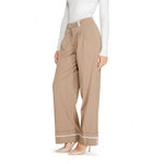 Only - Sophisticated Wide Leg Palazzo Trousers with Contrast Detail - Brown Only