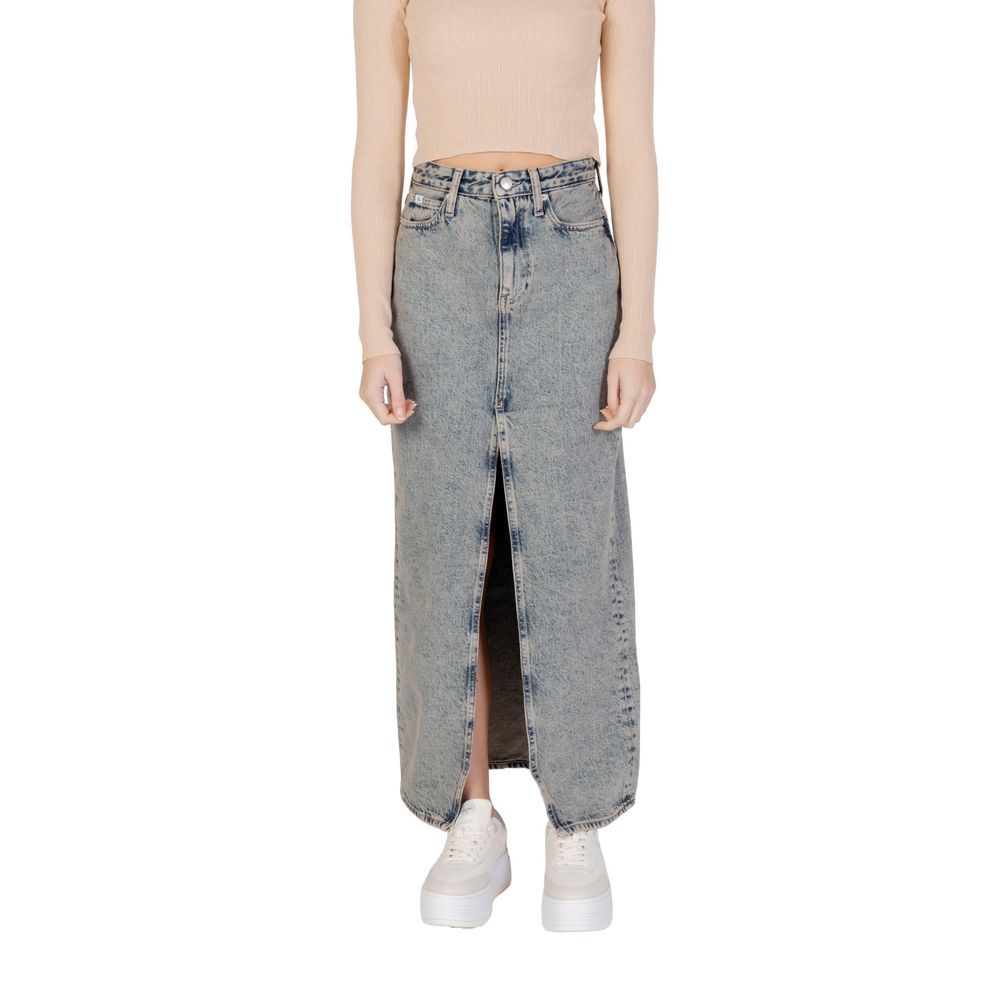 Calvin Klein Jeans - Effortless Front Split Maxi Denim Skirt - Blue Calvin Klein Jeans