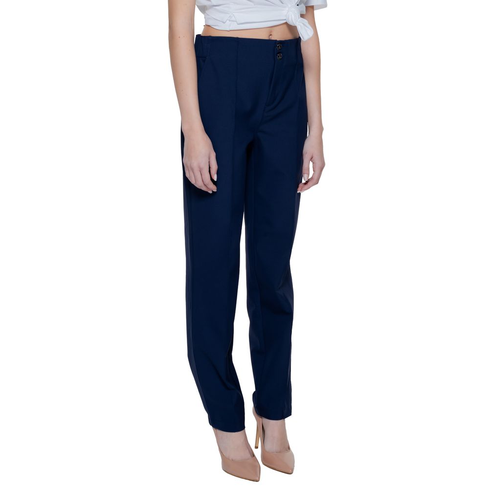 Street One - Sophisticated High-Rise Straight Leg Tailored Trousers - Blue Street One