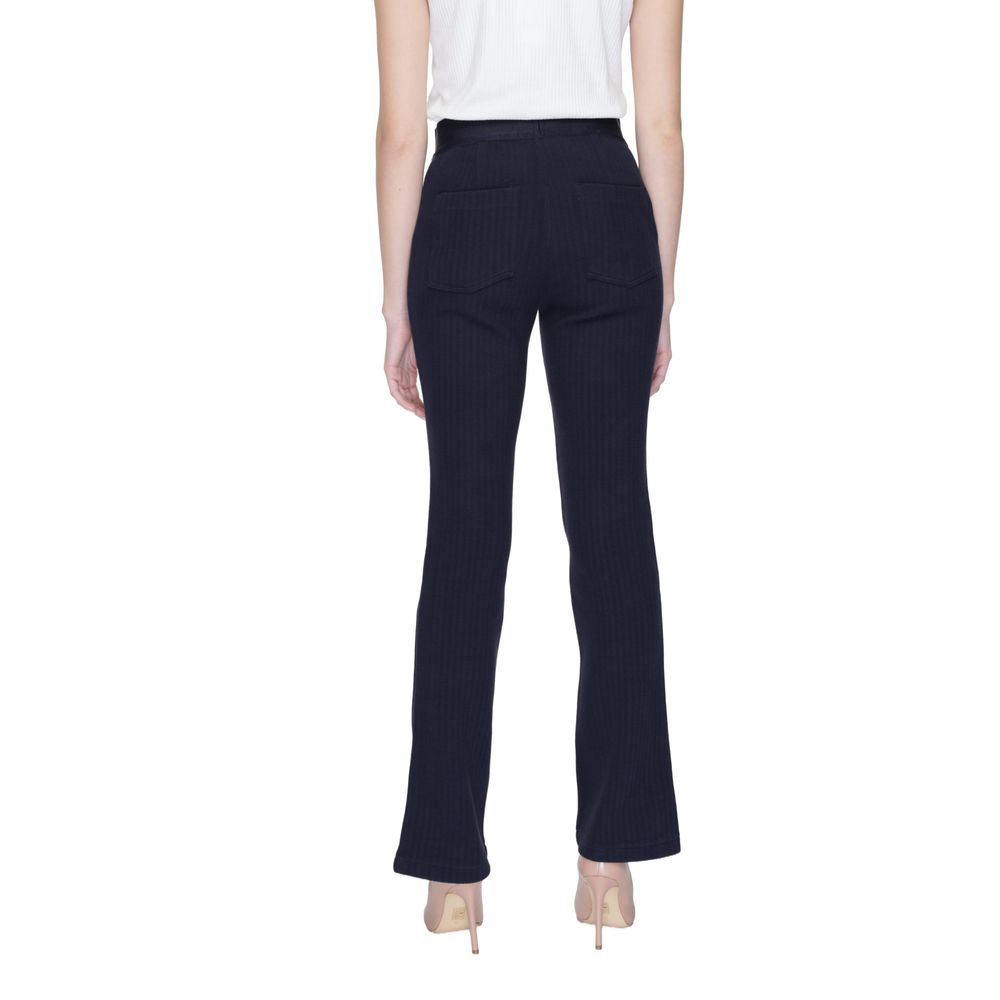 Street One - Polished Bootcut Flared Cotton Pant - Navy Blue Street One