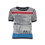Desigual - Bold Graphic Stripe Metallic Knit Top - Blue Multi Desigual
